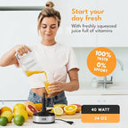 Electric Citrus juicer - 2 cones & BPA-free I High juice yield & Large Volume I 24oz Orange juicer squeezer I Esprimidoras electrico Exprimidor de limones y jugo naranjas for Juicers Machine