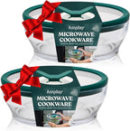 Anyday 2-Pack (4-Cup Shallow) Glass Food Storage with Glass Lids | Plastic-Free Meal Prep & Microwave Cookware | Stackable Airtight Storage Container with Vented Lid for Microwave-Safe Reheating
