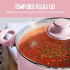 GreenLife 16 Piece Nonstick Cookware Set, Soft Grip Non-Toxic PFAS-Free Ceramic Pots & Pans, Dishwasher & Oven Safe, Frying, Sauce, Saute, Utensils, Glass Lids, Stay-Cool Handles, Wobble Free, Pink