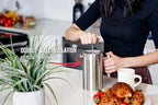 Barista Warrior French Press with Thermometer - Insulated Coffee Press - Stainless Steel Coffee Maker (1.0L, 34 fl oz, Gray)