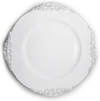allgala 13-Inch 48-Pack Case Lot Heavy Quality Round Charger Plates-Floral White Silver Trim-HD80842