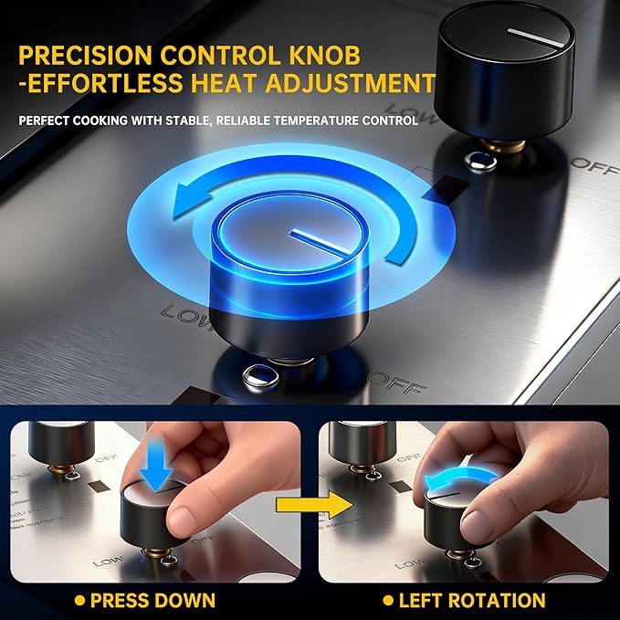 34-Inch Premium Built-In Liquid Propane Griddle for Outdoor Kitchen, 3-Burner Heavy Duty Stainless Steel Flat Top Grill with Lid, 48,000 BTUs, Large Cooking Area for BBQ Island, Outdoor Cooking,Silver