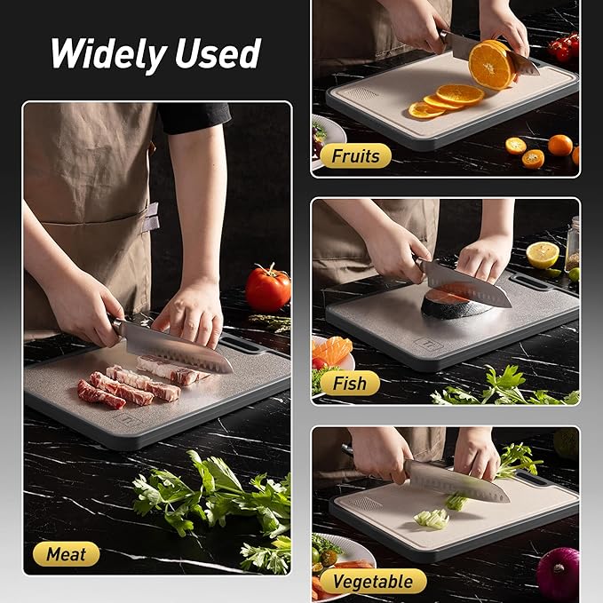 2 in 1 Pure Titanium Cutting Boards for Kitchen Chopping Board with Handle Large Big Small Kitchen Meat Butcher Block Not Stainless Steel Wood Bamboo Glass Rubber Plastic Silicone Acrylic Teak Sink