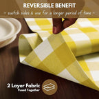 Native Fab Table Runner Buffalo Check Plaid 100% Cotton - 13x108 Inches Kitchen Dining Table Decoration for Indoor Outdoor Farmhouse Home Party Decor -Lemon Yellow and White