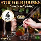 4 Pcs Bar Spoon Cocktail Mixing Spoon Set – 12" Stainless Steel with Twisted Spiral Handle Stirring Spoons, Good for Cocktails, Iced Tea, & Drink Mixing Lovers | Caviar Spoons