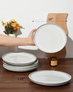10 Inch Ceramic Plates, White Dinner Plate Set for Dessert Pizza Steak, Terracotta Kitchen Stoneware Serving Dishes Set, Dishwasher & Microwave Safe, Scratch Resistant