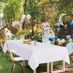 sancua Rectangle Tablecloths 6 Pack - 90x156 Inch - White Washable Fabric Cloth Table Cloth, Large Reusable Polyester Table Covers for Wedding, Party, Birthday, Banquet