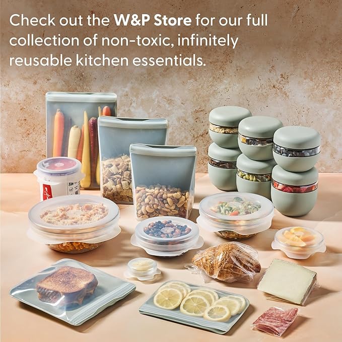 W&P Porter Plastic Bowl Lunch Container w/ Protective Non-slip Exterior, Slate 1 Liter | Lid & Snap-tight Silicone Strap | Food Storage, Bento Box, Meal Prep | BPA-Free Plastic