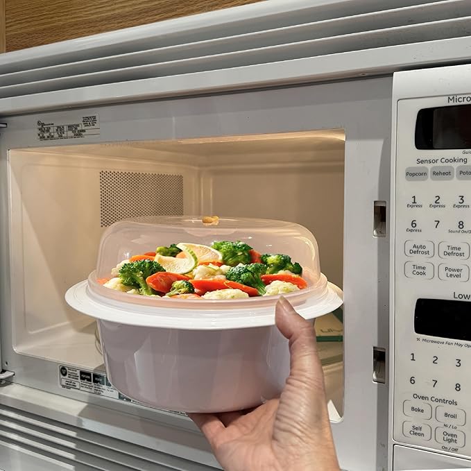 Trenton Gifts Microwave Steamer for Vegetables - Veggie Steamer Microwavable, Ideal for Cooking Fresh Vegetables. BPA Free, Dishwasher Safe
