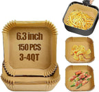 Air Fryer Liners Disposable for Most Small Air Fryer 2-5 Qt, 150 Pcs Square Parchment Paper Mini Air Fryer Liners for 2-5 Qt