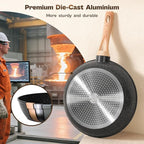 13 Pcs Pots and Pans Set, Nonstick Cookware Sets Black Granite Induction Cookware, Non-toxic Healthy Non stick Kitchen Cooking Set with Frying Pans Set, Saucepans (PFAS/PFOA/PFOS Free)