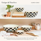 MACKENZIE-CHILDS Enamel Everyday Bowl, Serving Bowl for Entertaining, Small, Black-and-White Courtly Check, Set of 1