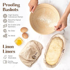 Sourdough Kit with Professional Bread Making Tools - A Complete Sourdough Bread Making Kit Including10" Round & 11" Oval Handcrafted Bannetons, Bread Lame, Danish Whisk, Bowl & Dough Scrapers