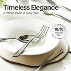 Luciella Tropea Polished Flatware Set for 8, 45-Piece Premium 18/10 Stainless Steel Silverware Set with Serving Utensils, Modern Mirror Finish, Rust Resistant, Dishwasher Safe
