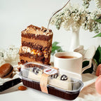Tioncy 50 Pcs Mini Brown Loaf Pans with Lids Spoons Sticker Chocolate Pattern 6.8oz Disposable Rectangle Aluminum Foil Baking Pans Muffin Cupcake Cups for Picnics Wedding Birthday Baby Shower