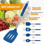 Kitchen Utensils Set of 4 Pack,Silicone Cooking Utensils Set for Nonstick Cookware,Perfect for Baking and Mixing,Spatula Set BPA Free,Dishwasher Safe,Blue