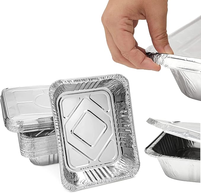FUNSTITUTION Aluminum Foil Pans 9x13 (30 Pack) - Disposable Aluminum Baking Pans With High Heat Conductivity For Grilling, Cooking, Storing, Prepping