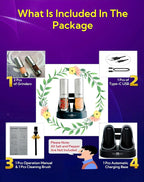 Electric Salt and Pepper Grinder Set with USB Charging Base, Upgraded 95ml Larger Capacity, Adjustable Coarseness,Stainless Steel Automatic Pepper Mill with One-Hand Operation, 2 Pack (Silver+Silver)