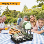 2 Tier Metal Dish Drying Rack Without Installation Sturdy Dish Racks for Kitchen Counter with Drain Board Multifunctional Storage and Drainage Apartment Essentials Medium Size