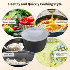 Professional Large Micro Cookware 3 Quart, Microwave Rice Cooker, Microwave Steamer for Vegetables, Safe as Mixing and Serving Bowls, Food Storage Container, Cooker for Microwave- BPA Free, Dishwasher Safe