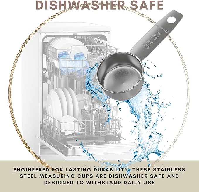 1/8 Cup Stainless Steel Measuring Cup | Sturdy Metal 30 ml | 30 cc | 1 oz | Single Cup for Wet and Dry Ingredients | Great for use as 1/8 Cup Coffee Scoop - 1 PK