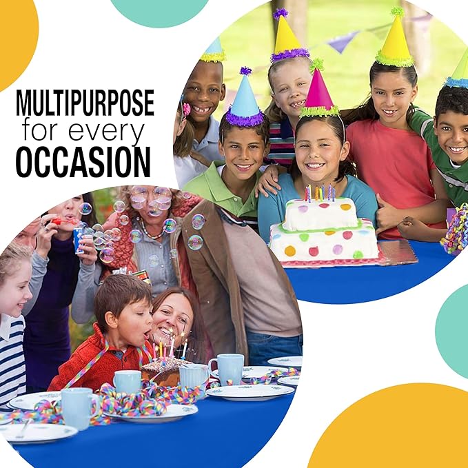 Exquisite Dark Blue Plastic 54x300 inches Rectangular Tablecloth Roll with Built-in Cutter - 300 Feet, All-Season, 1 Count