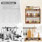 Klxuyuo Spice Rack Wall Mount for Spice Jars & Seasonings, 3 Tier Large Wall Hanging Spice Rack Organizer for Kitchen Cabinet, Pantry Door