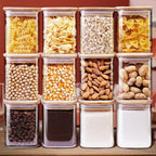 Square Glass Jars with Bamboo Lids 17 FL OZ [Set of 12], Glass Canisters with Airtight Lids, Glass Food Storage Containers for Spice, Sugar, Tea, Candies, Cookies, Best for Kitchen & Pantry