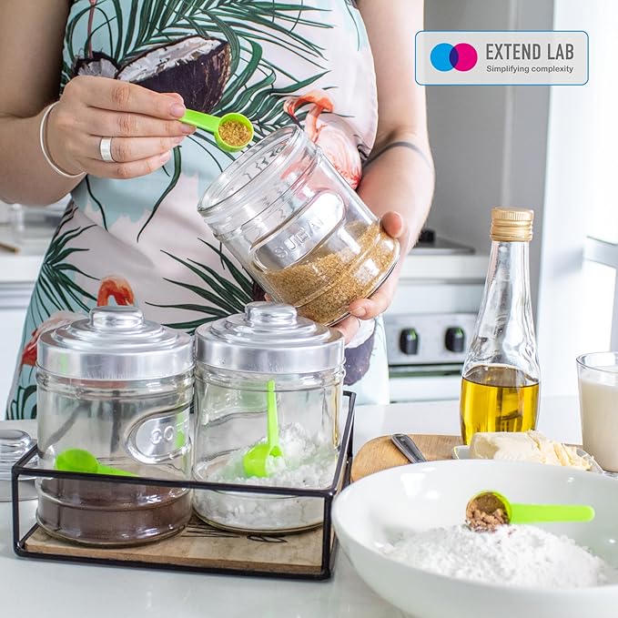 5g Plastic Measuring Spoons (10ml) – Pack of 5 mini Scoops for Protein Poweder, Creatine, Coffee, Lab, Baking, Laundry, Canisters, Dry Goods – 1 Teaspoon Measuring Spoons (tsp), Green