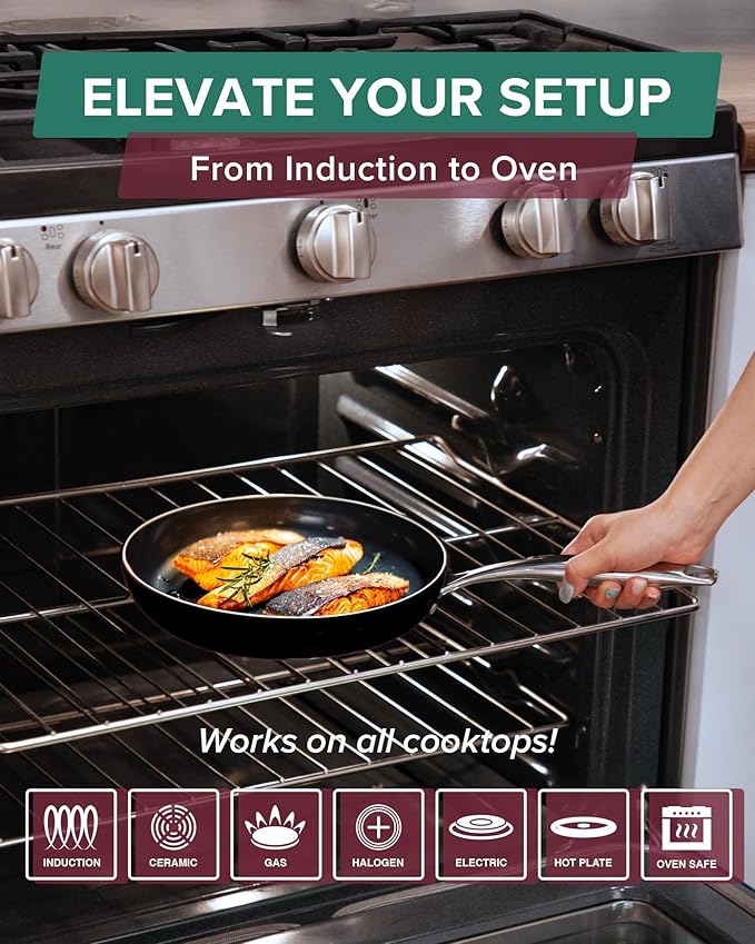 Nuwave Lux 13-Piece Premium Cookware Collection, Healthy G10 Duralon Blue Ceramic Nonstick, Ultra Durable, PFAS-Free, Lightweight & Works on All Cooktops