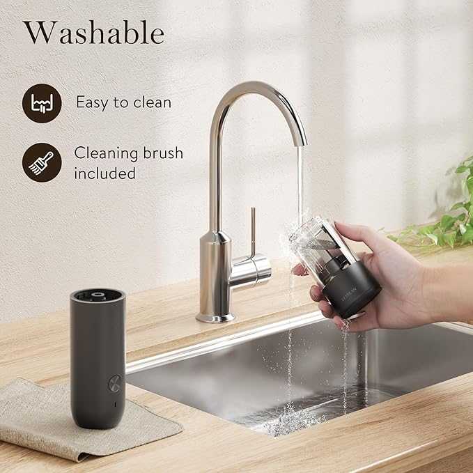 Ultrean Electric Pepper Grinder, Rechargeable Salt and Pepper Grinder with 6 Adjustable Coarseness, LED Light, One-Hand Automatic Operation, Starry Gray