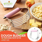Spring Chef Large Dough Blender For Baking, Professional Dough Cutter Tool, Stainless Steel Puff Pastry Cutter Tool, Dishwasher Safe Pastry Blender for Easy Mixing - Pink Lemonade