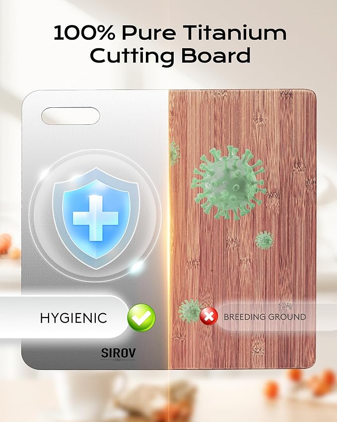 Titanium Cutting Board,100% Pure Titanium Kitchen Cutting Board, Non-Toxic & Dishwasher Safe, Durable and Hygienic for Meat, Fruit & Vegetables (16L*10.1W)