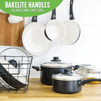 GreenLife Soft Grip 1QT and 2QT Saucepan Set, Healthy Ceramic Nonstick, Non Toxic PFAS-Free, Dishwasher Safe, Glass Lids, Stay-Cool Handles, Easy Clean Cookware, Kitchen Essentials, Black & Cream