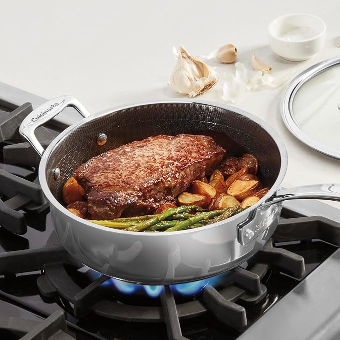 Cuisinart FusionPlus Nonstick Stainless Steel Cookware, 3.5-Quart Sauté Pan with Cover and Helper, PFAS-Free PURELYSEAR Ceramic Non Stick Technology, Scratch Proof, Cool Grip Handles, Dishwasher Safe