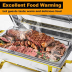 Chafing Dishes for Buffet 4 Pack, 9Qt Chafing Dish Buffet Set with Different Food Pans Combo, Food Warmers for Parties Buffet, Events & Weddings, Gold