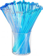 Mudder 100 Pieces Disposable Plastic Round Top Crystal Swizzle Sticks (Gradient Blue)