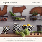 MACKENZIE-CHILDS Enamel Colander, Decorative Kitchen Strainer, Small, Black-and-White Courtly Check