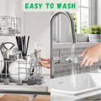 Premium Garlic Press Set - Easy to Squeeze Ergonomic Handle Garlic Crusher - Rust Proof & Dishwasher Safe Garlic Mincer Tool, Garlic Press Stainless Steel, Garlic Peeler & Brush (Chrome Silver)