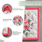 Maison d' Hermine Pot Holders 100% Cotton Heat Resistant Potholders 8" x 8" Hot Pads with Loop BBQ, Cooking, Baking, Grilling, Kitchen, Handling Hot Pans Spring/Summer (Pack of 1, Rose Garden)