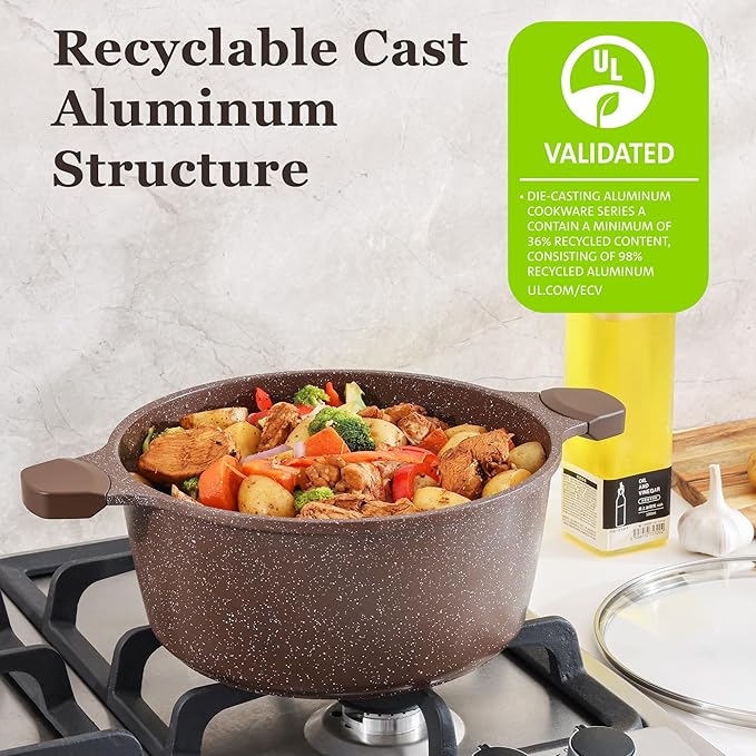 SENSARTE Nonstick Cookware Set 13-Piece, Healthy Pots and Pans Set Kitchen Cooking Set with Stay-Cool Handles, Silicone Utensils and Pot Protectors, PFOA Free