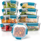 GC Glass Food Storage Containers with Airtight Lids-Glass Meal Prep Containers/Bento Box/Microwave Freezer Dishwasher Safe-Glass Lunch Box for Kitchen,Stackable,Large Capacity, BPA Free