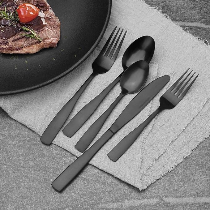 Vanys 40-Piece Silverware Set, Satin Finish Flatware Cutlery Set Service for 8, Knives/Forks/Spoons Included, Dishwasher Safe