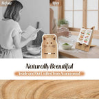 Wood Cookbook Stand for Kitchen Counter Cat Shaped Recipe Holder Book Shelf iPad Support Music Rest