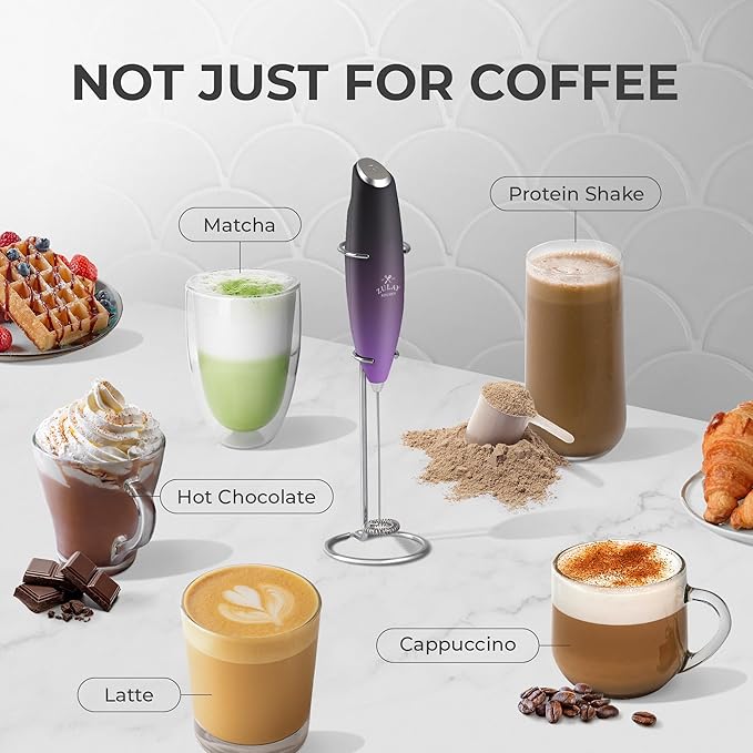 Zulay Kitchen Powerful Milk Frother Wand - Ultra Fast Handheld Drink Mixer - Electric Whisk Foam Maker for Coffee, Lattes, Cappuccino, Frappe, Matcha & Coffee Creamer - Milk Boss Galaxy