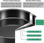 8 Inch Cake Pan, Nonstick 4 Pack Round Cake Pans with 100PCS Pre-cut Parchment Paper for Birthday Christmas, Durable Circle Cake Pan Sets with Handle for Baking Multi-Layer Cakes, Dishwasher Safe