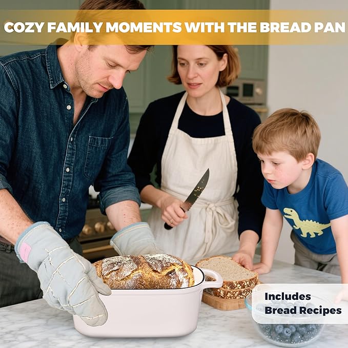 4.6 Quart Dutch Oven for Sourdough Bread Baking, Combo Oval Enameled Cast Iron Bread Pan with Lid, Bread Dutch Oven for a Crispy Crust, White