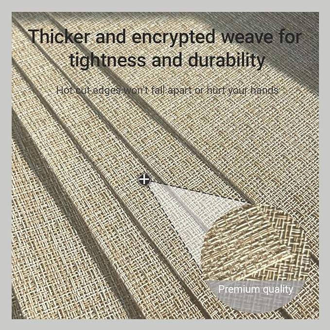 PIGCHCY Beige Placemats Set of 6 Vinyl PVC Durable Place Mats for Dining Table,Heat Resistant Non-Slip Woven Tabel Mats (18x12 inches, Beige)