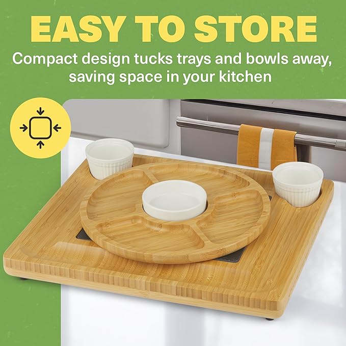 Charcuterie Board Gift Set, Expandable Bamboo Cheese Board with Stainless Steel Serving Utensils, Ceramic Bowls, Appetizer and Serving Trays, Utensil Trays - Housewarming 2 Drawers