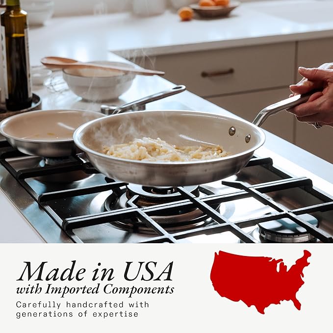 Made In Cookware - 10" Ceramic Non Stick Frying Pan (Stainless Handle) - 5-Ply Stainless Clad with Stay-Cool Handle - Professional Cookware